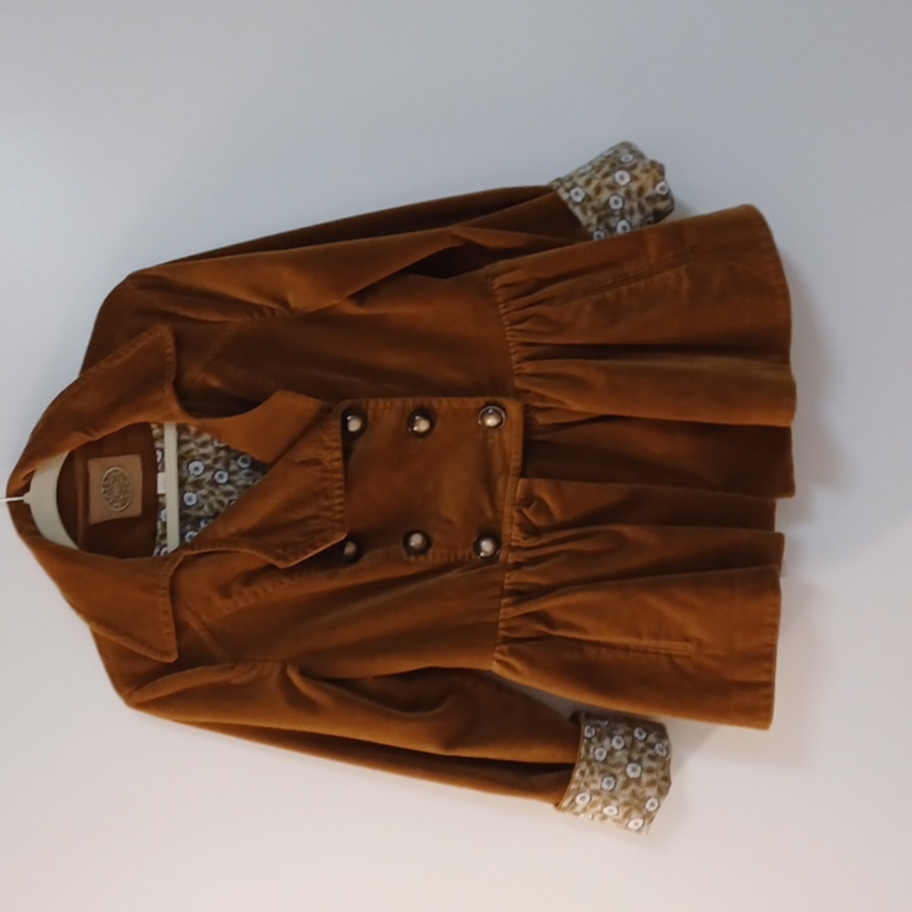 Anthropologie Idra Velvet Double Breasted Peacoat